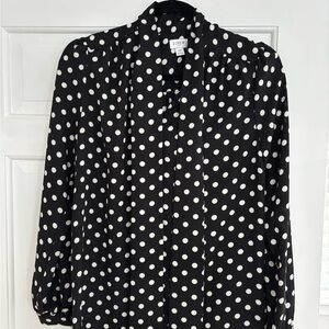 J. Crew Black and White Polka Dot Blouse